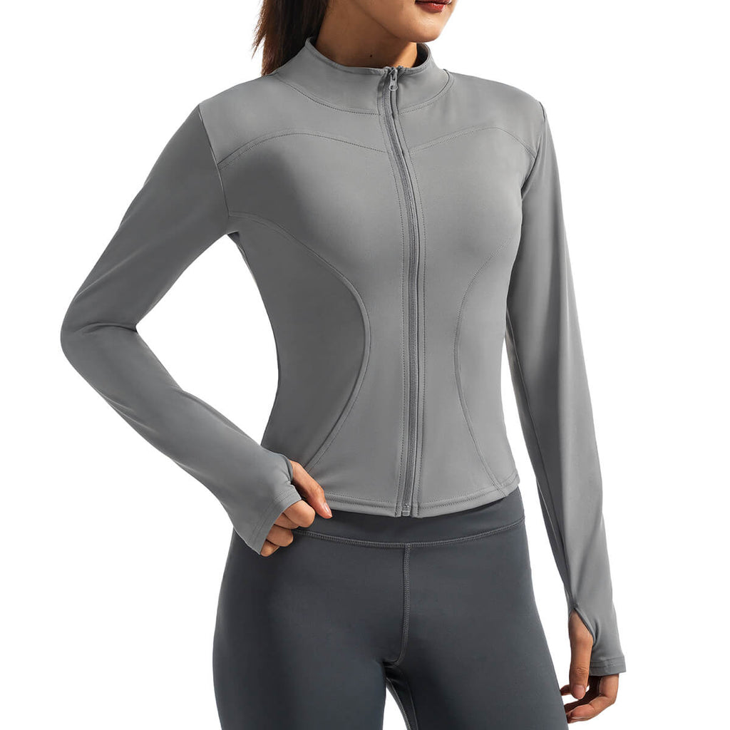 Custom Ultra-Soft Full-Zip Yoga Jacket with Thumb Holes