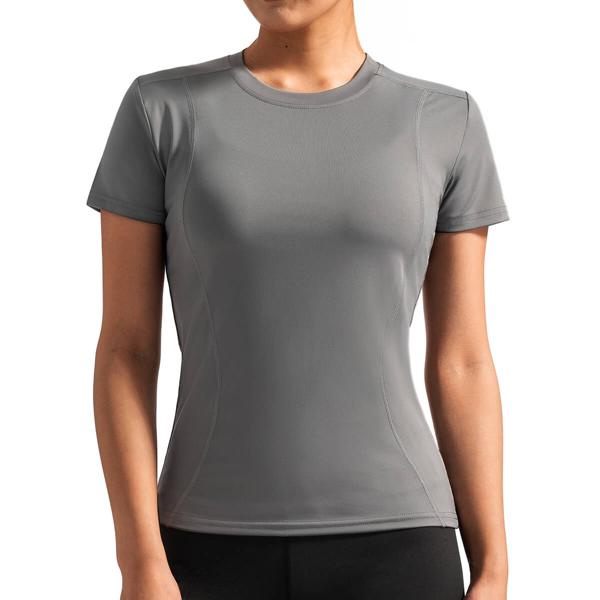 Custom High-Stretch Yoga Tee with Classic  Crew Neck