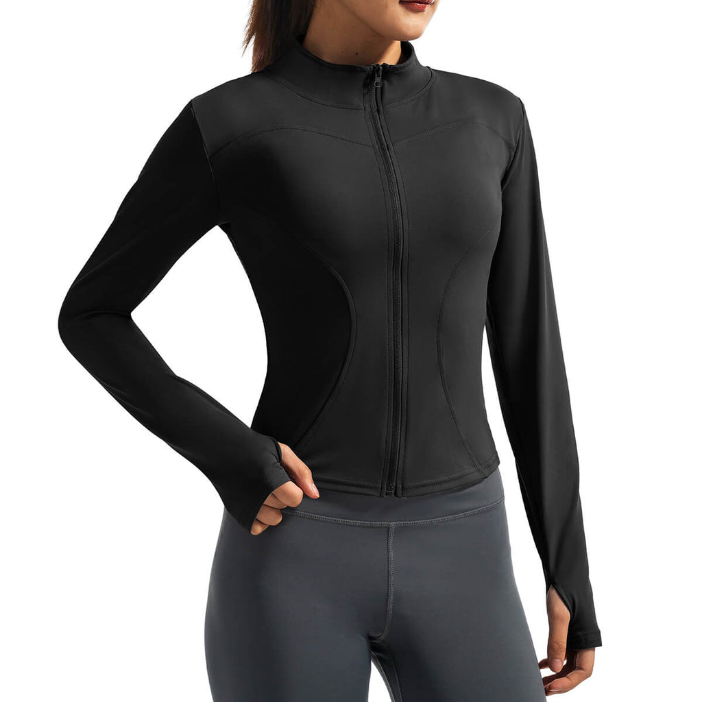 Custom Ultra-Soft Full-Zip Yoga Jacket with Thumb Holes