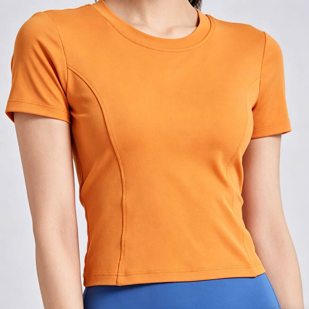 Drawstring-Back Yoga Top with Built-In Pads
