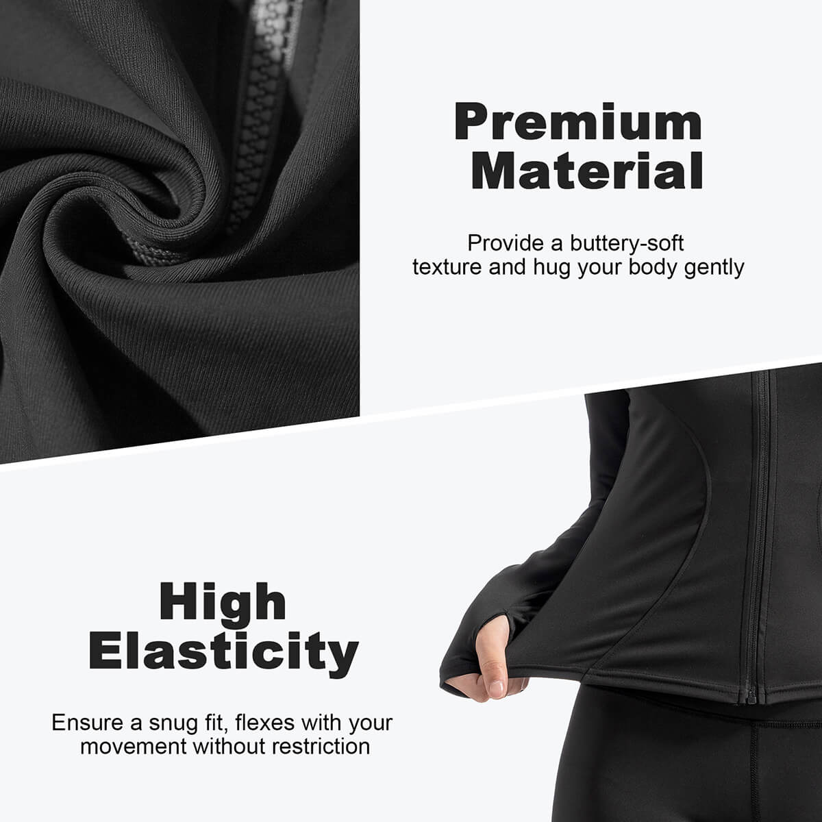 Custom Ultra-Soft Full-Zip Yoga Jacket with Thumb Holes