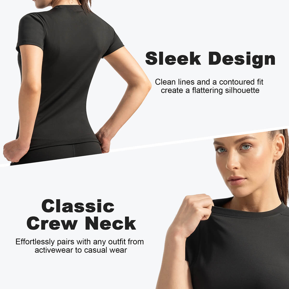 Custom High-Stretch Yoga Tee with Classic  Crew Neck