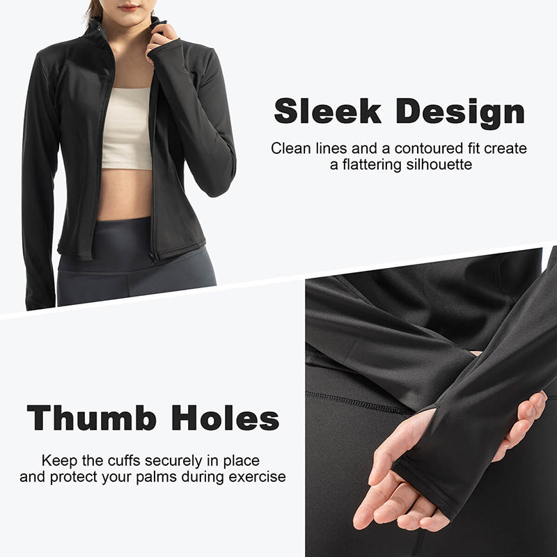 Custom Ultra-Soft Full-Zip Yoga Jacket with Thumb Holes