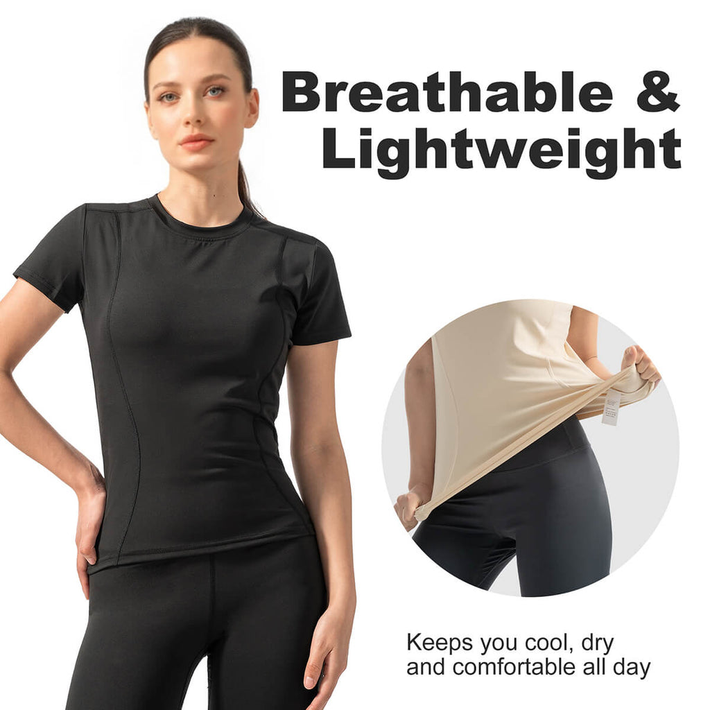 Custom High-Stretch Yoga Tee with Classic  Crew Neck