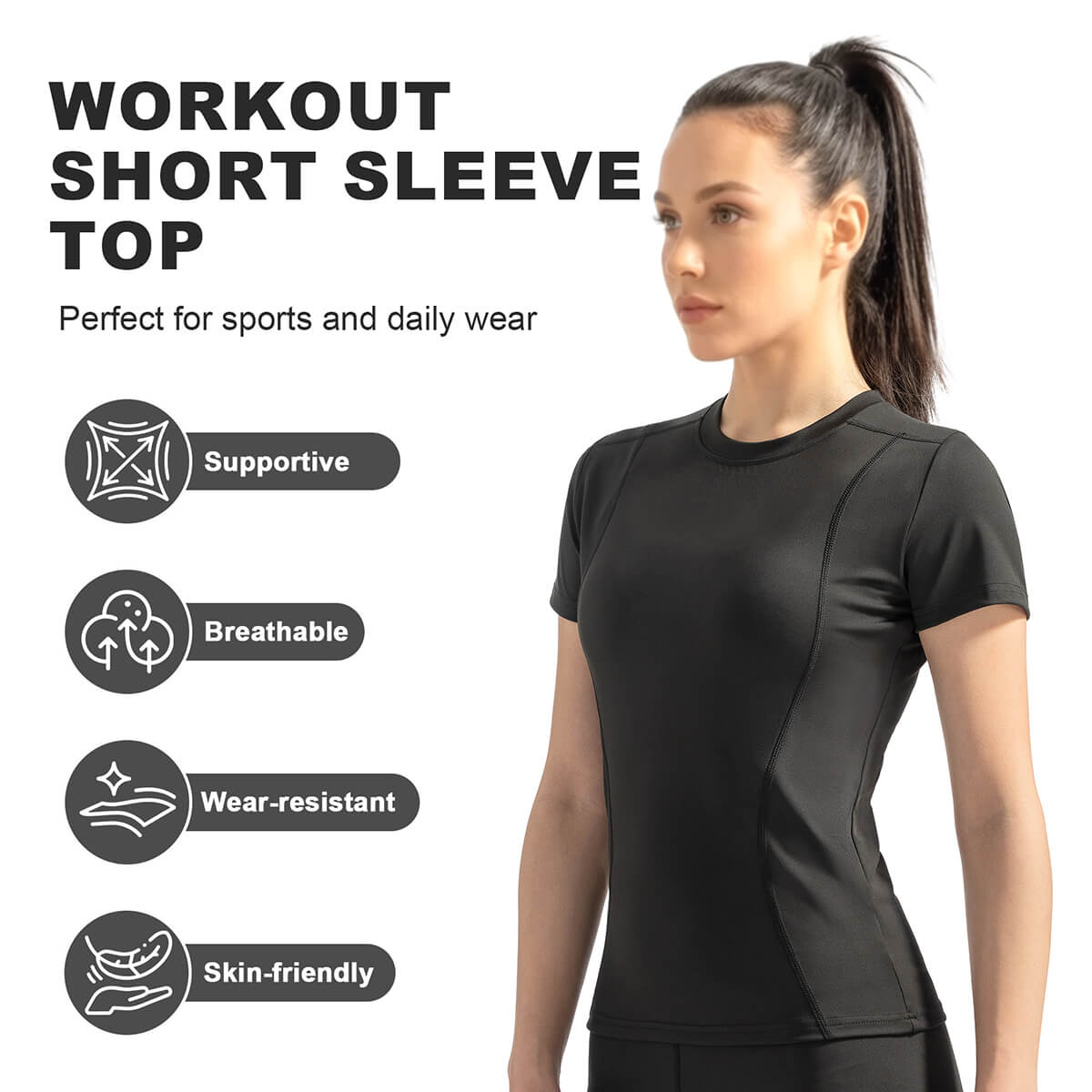 Custom High-Stretch Yoga Tee with Classic  Crew Neck