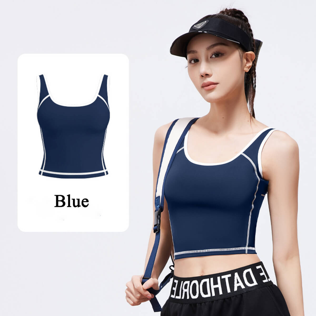 Women's Contrast Trim Yoga Tank - Slim Fit Crop Workout Shirt for Gym, Fitness & Pilates