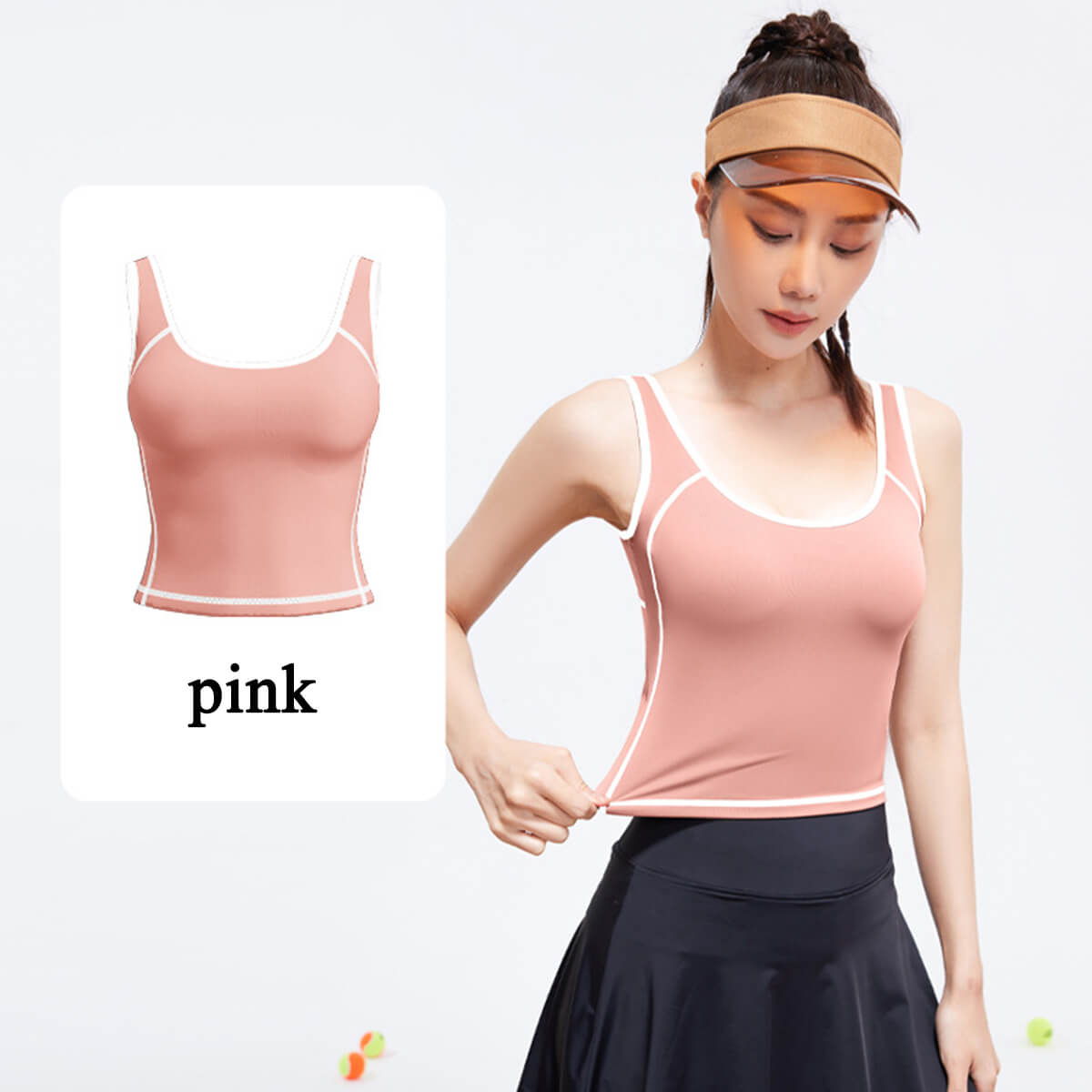 Women's Contrast Trim Yoga Tank - Slim Fit Crop Workout Shirt for Gym, Fitness & Pilates