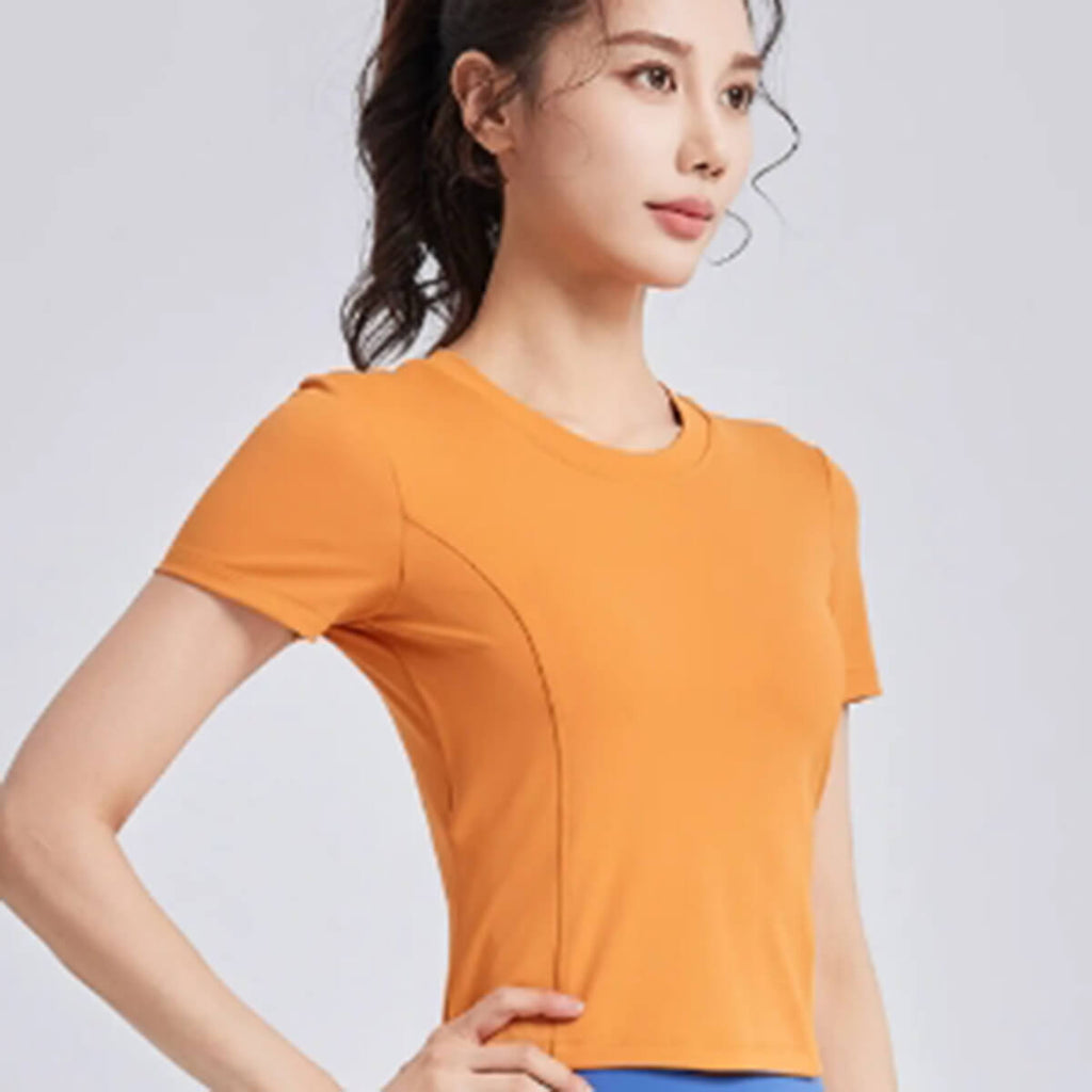 Drawstring-Back Yoga Top with Built-In Pads