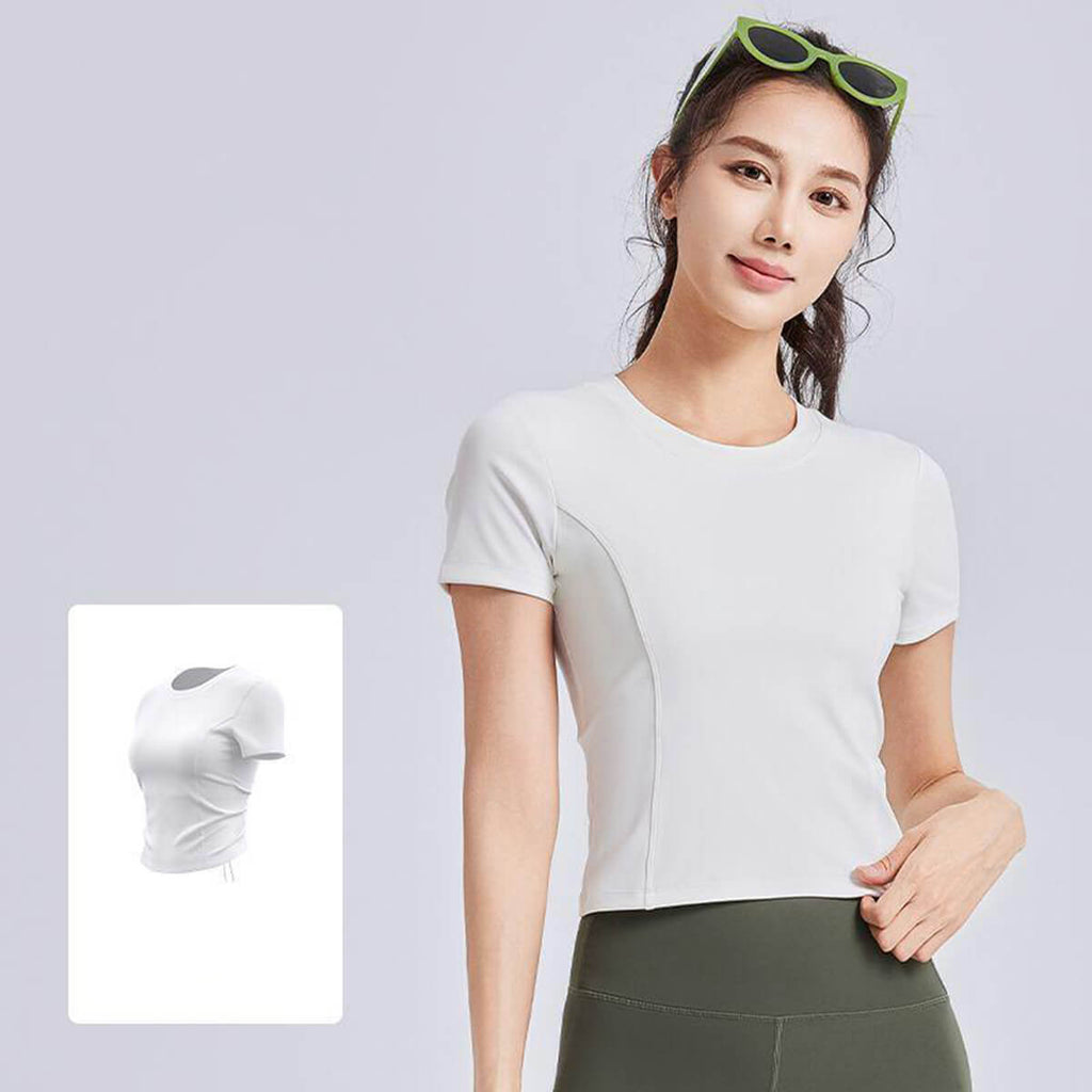 Drawstring-Back Yoga Top with Built-In Pads