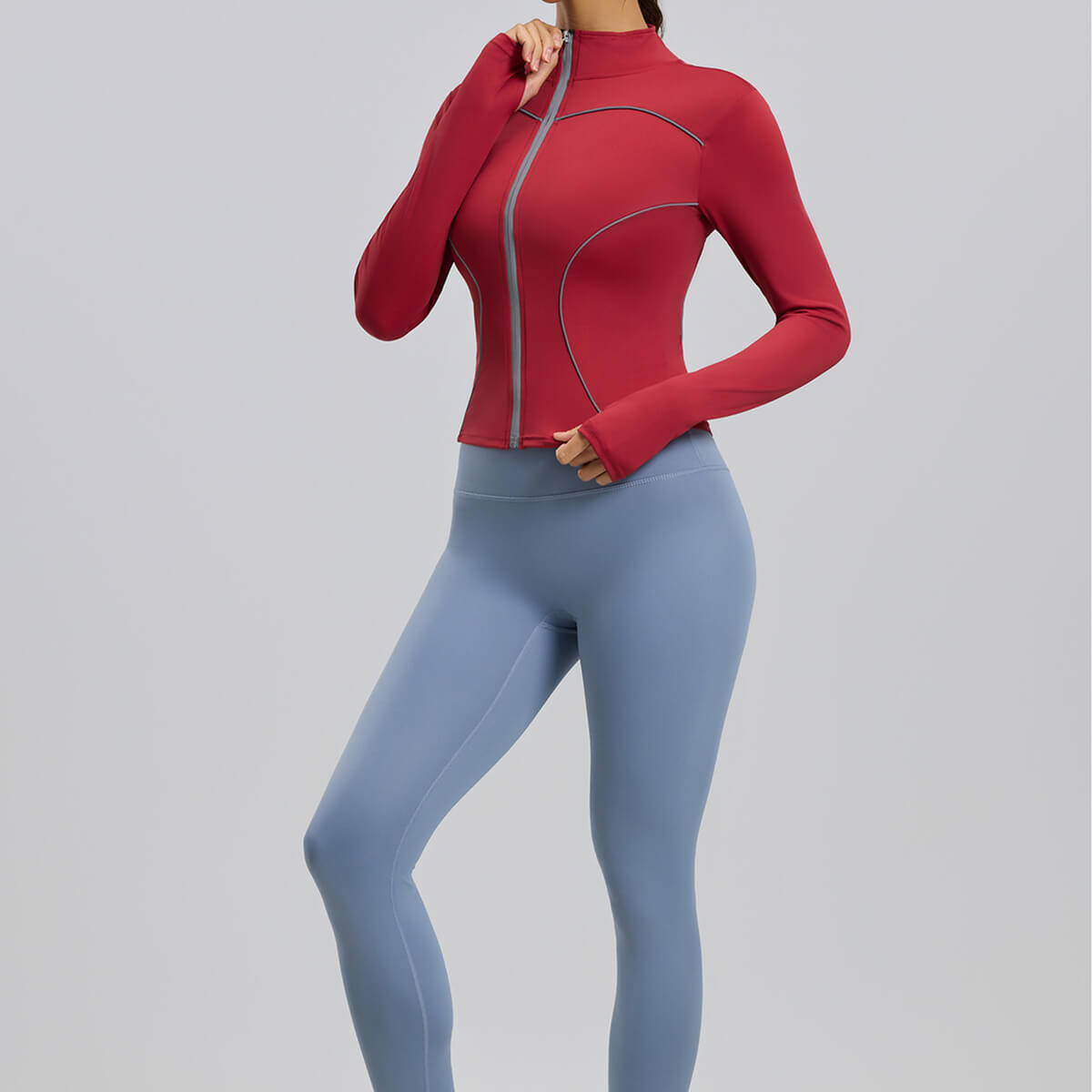Custom Women's Reflective Slim Fit Night Running Jacket with Stand Collar