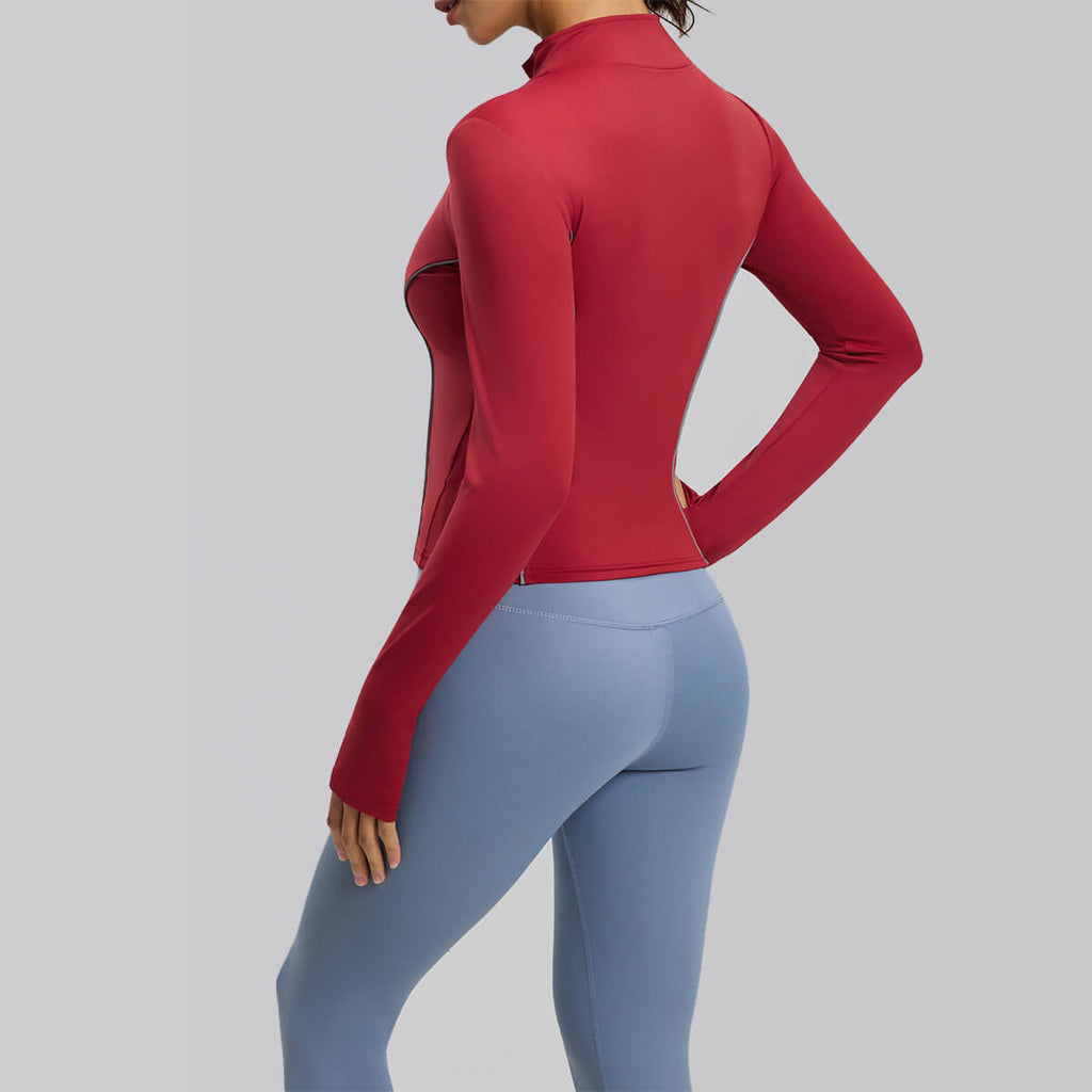 Custom Women's Reflective Slim Fit Night Running Jacket with Stand Collar