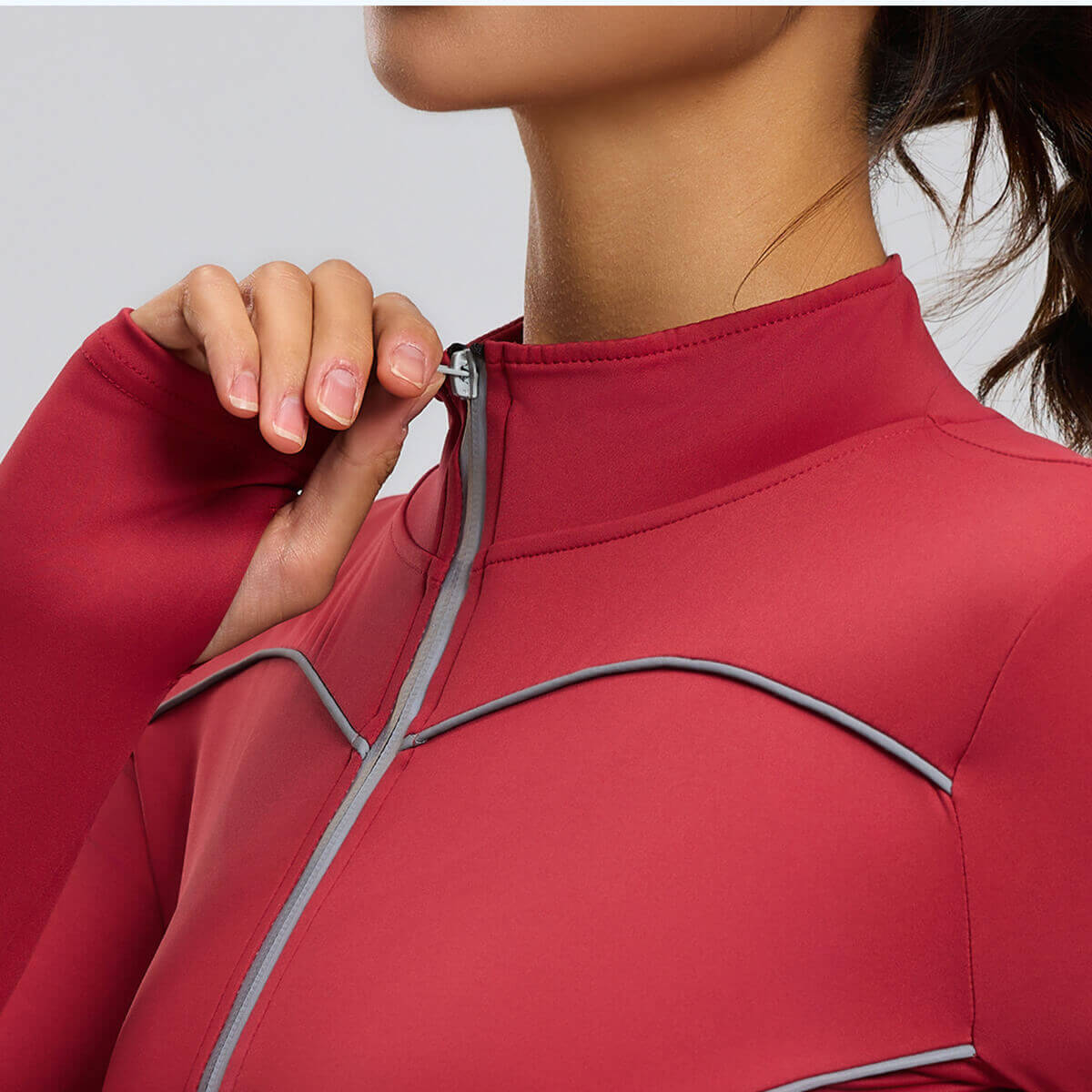 Custom Women's Reflective Slim Fit Night Running Jacket with Stand Collar