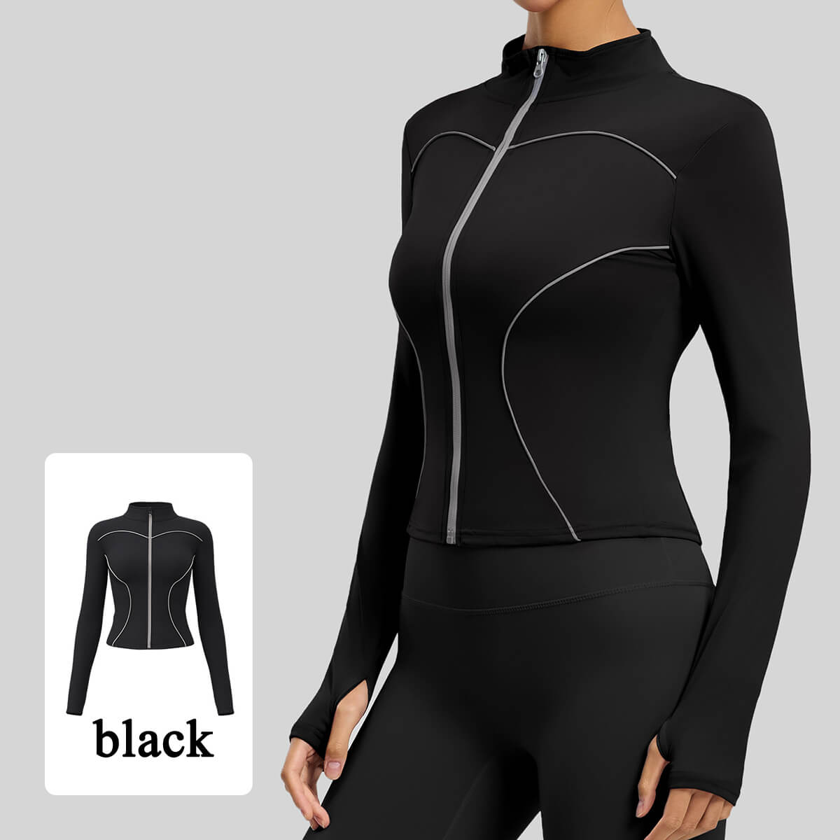 Custom Women's Reflective Slim Fit Night Running Jacket with Stand Collar