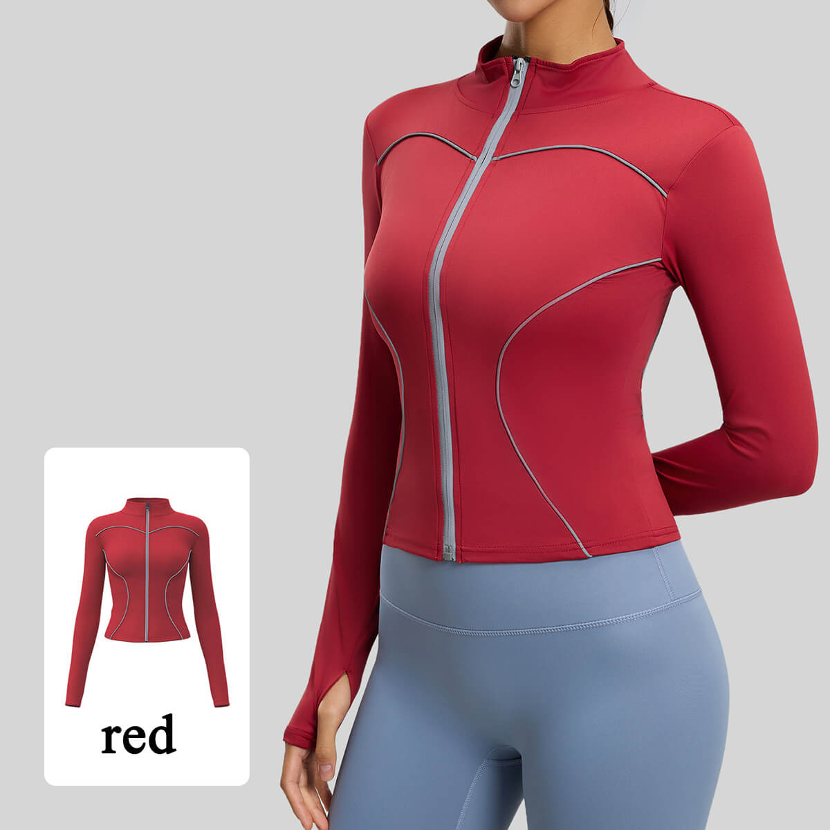 Custom Women's Reflective Slim Fit Night Running Jacket with Stand Collar