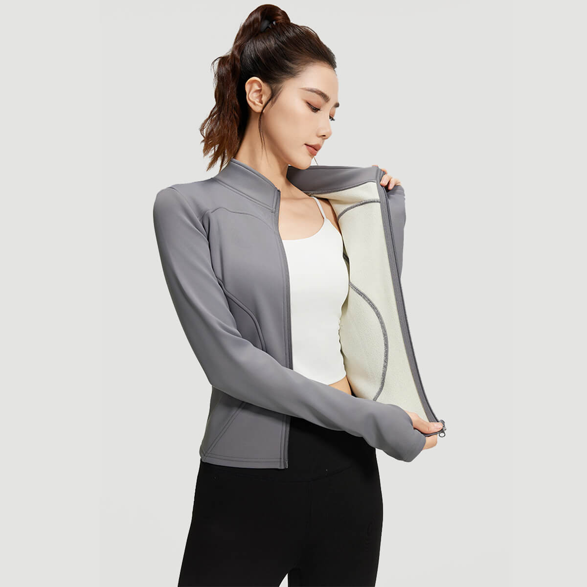 Custom Women's Winter Fleece Lined Workout Jacket for Running