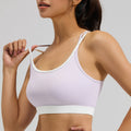 Women's Contrast Trim Crisscross Back Sports Bra | Double Strap Yoga Top