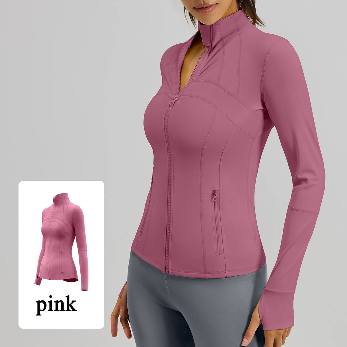Women's Slim Fit Full Zip Yoga Jacket | Slimming Athletic Workout Top with Pockets