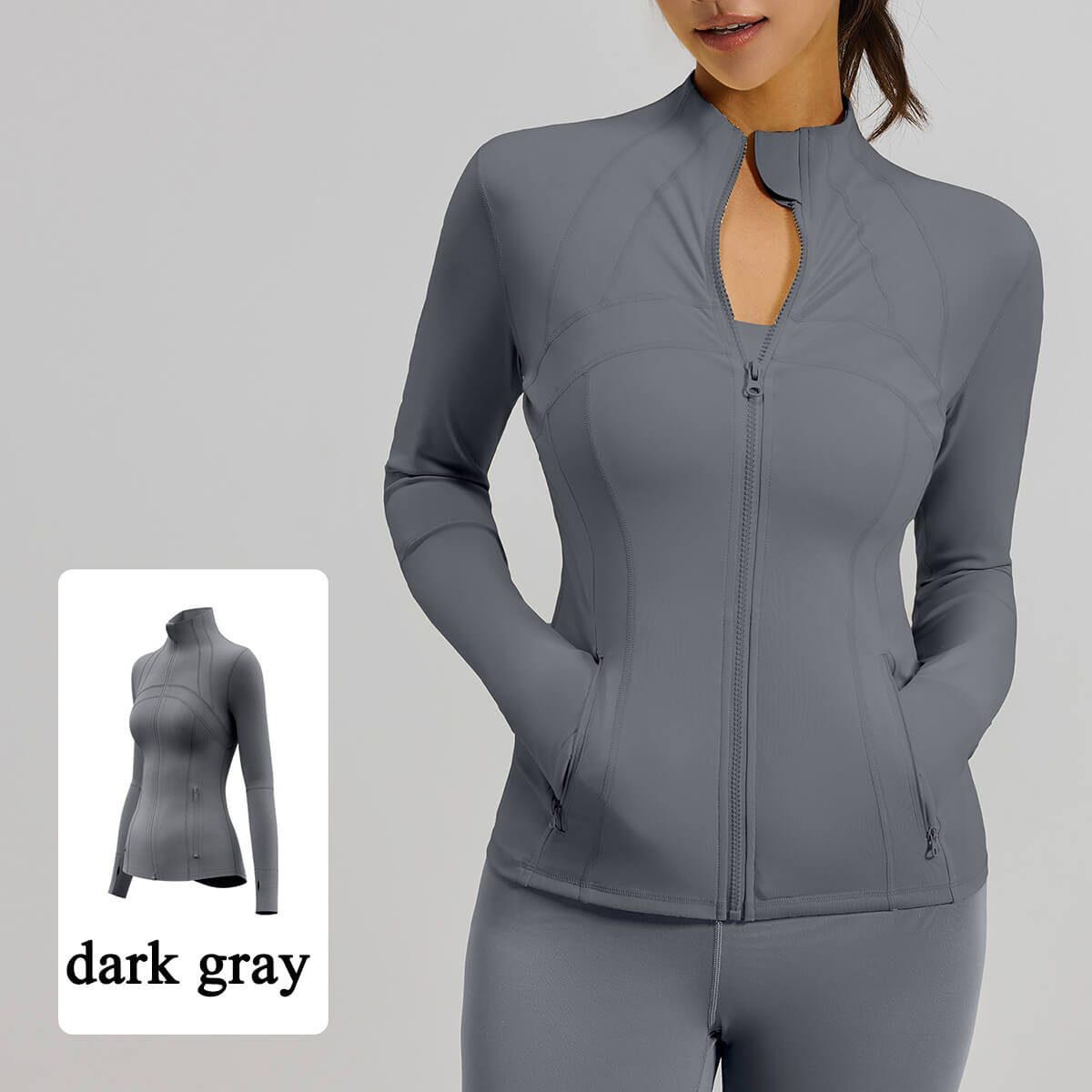 Women's Slim Fit Full Zip Yoga Jacket | Slimming Athletic Workout Top with Pockets