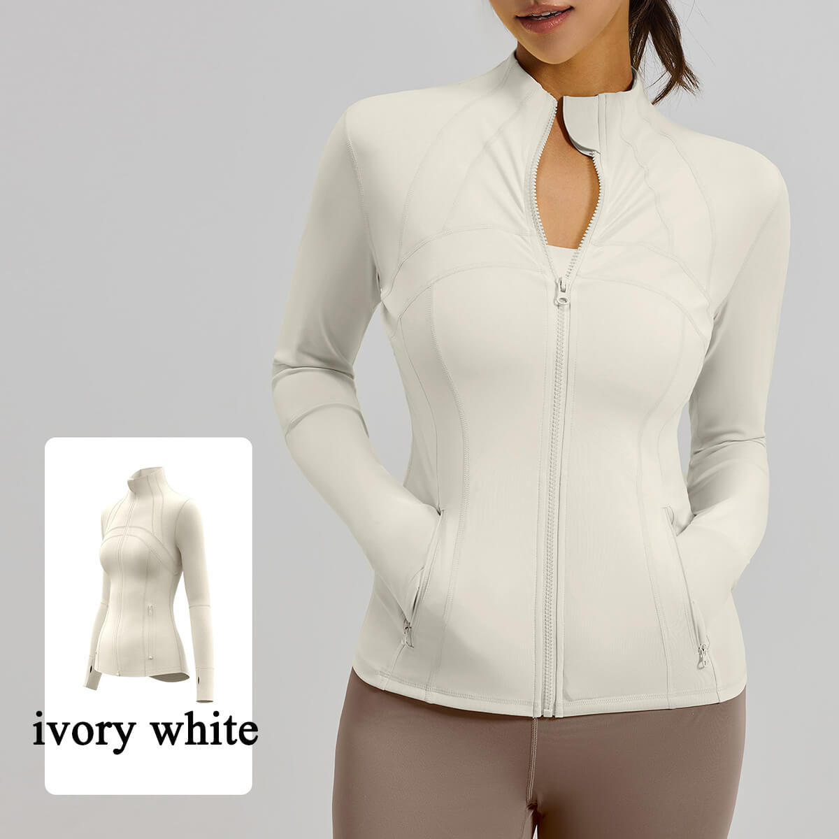 Women's Slim Fit Full Zip Yoga Jacket | Slimming Athletic Workout Top with Pockets