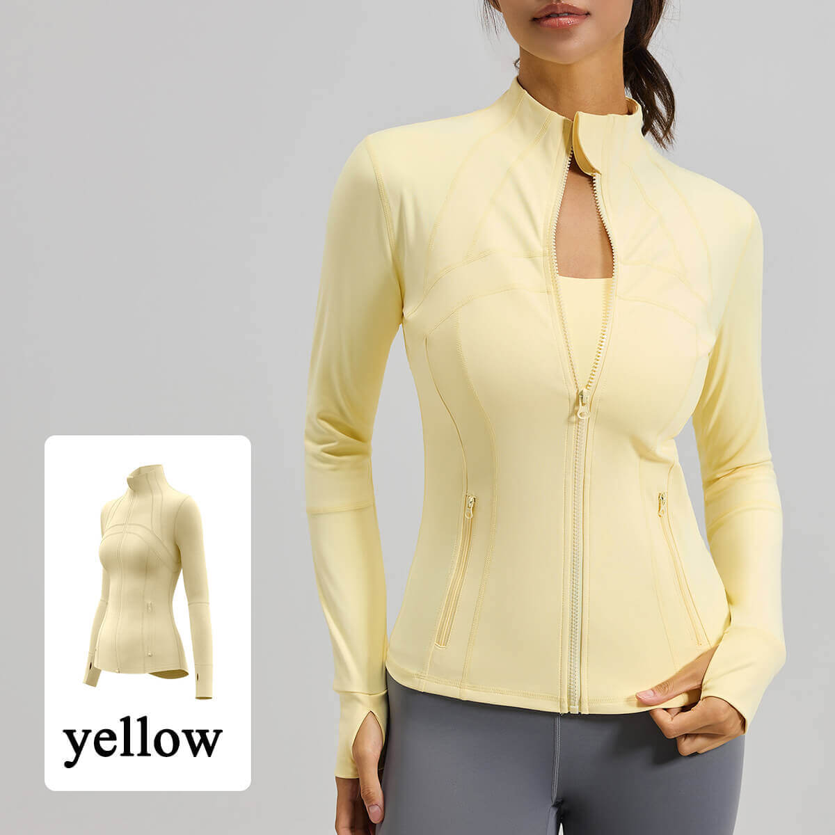 Women's Slim Fit Full Zip Yoga Jacket | Slimming Athletic Workout Top with Pockets
