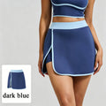 Navy and light blue color-block athletic skort, a trendy and versatile women's activewear piece for tennis and golf