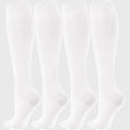 Women's 15-20 mmHg graduated athletic compression socks in white with custom logo, private label manufacturer.