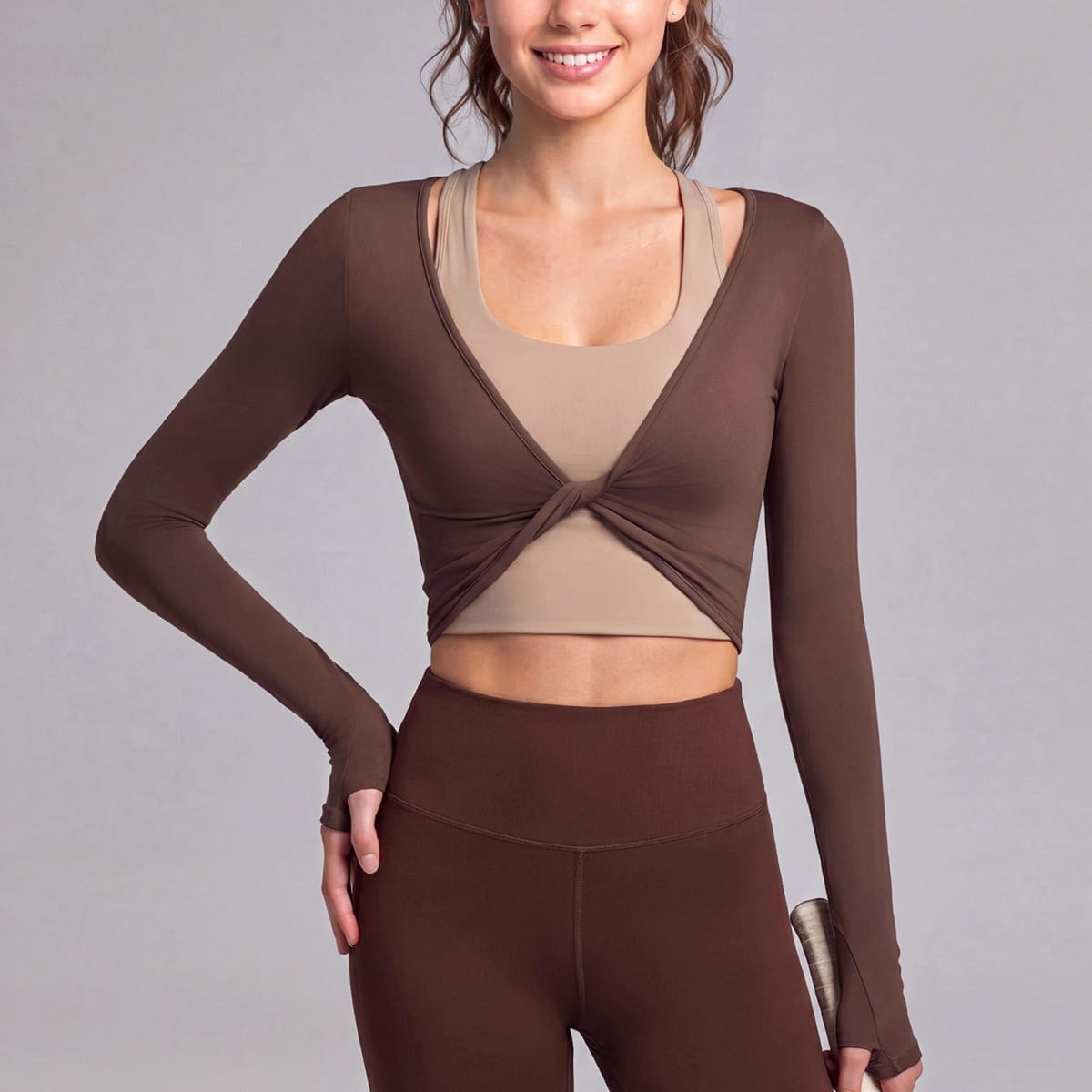 womens-twist-front-cropped-shrug-chocolate-brown